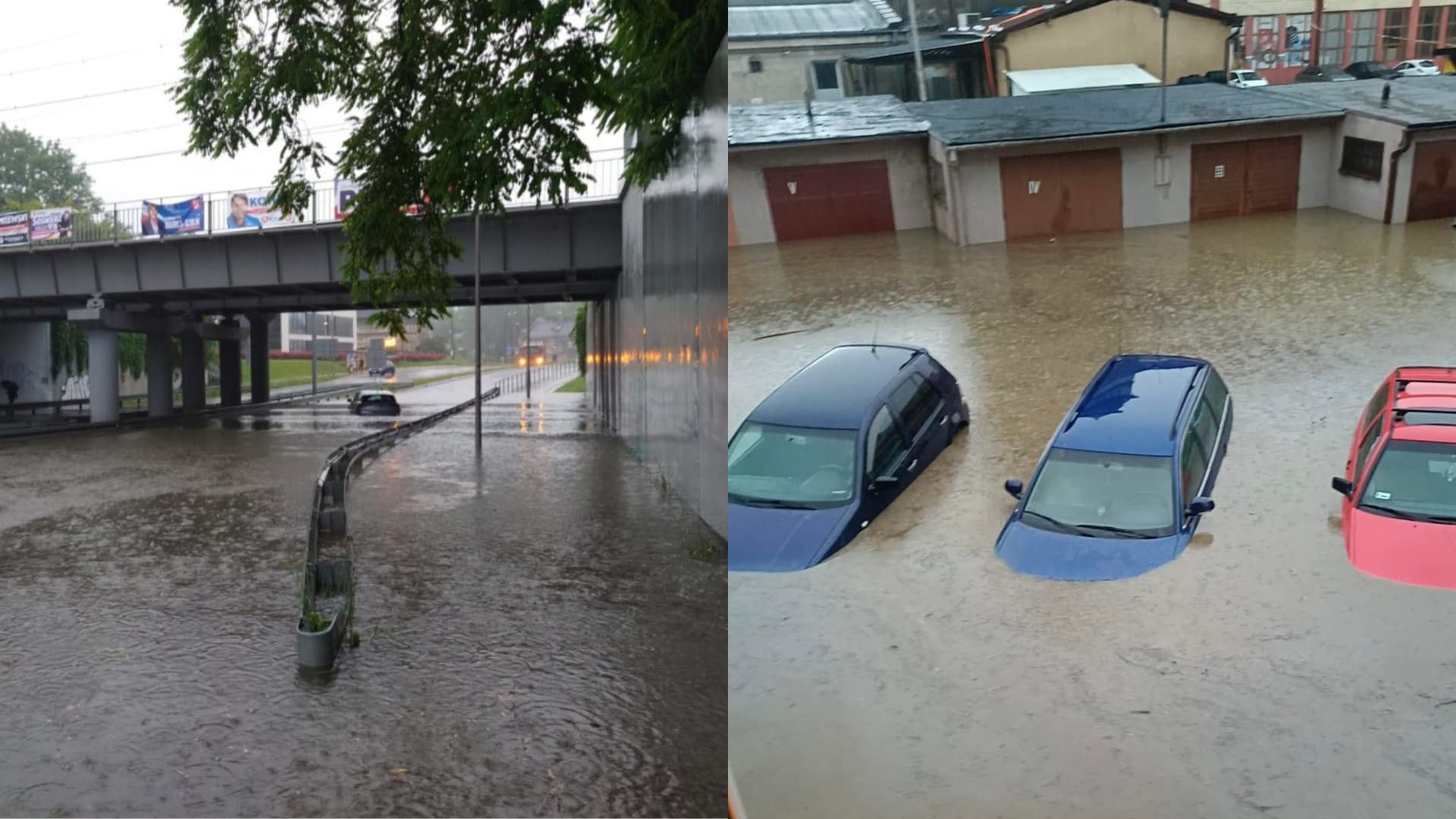 Bielsko-Biała pod wodą po nawałnicach. Setki interwencji straży, zalane domy i drogi